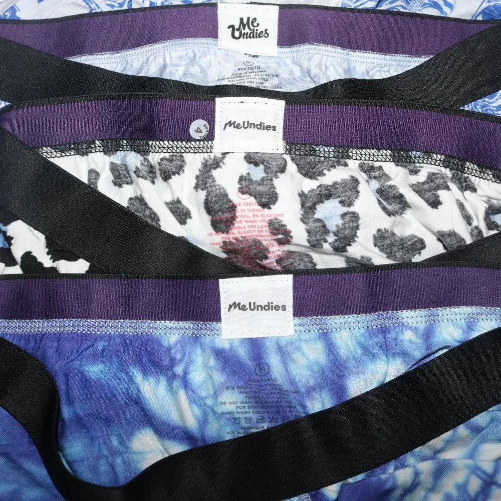 MeUndies boxer briefs size medium tye dye and swirls plus big cat! NWOT